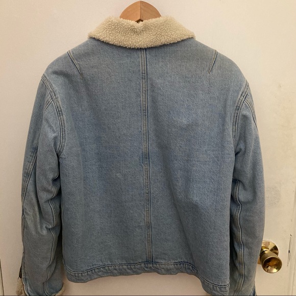 TNA Sherpa lined light blue denim jacket. - Picture 3 of 4